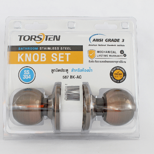 TORSTEN ลูกบิดห้องน้ำ สเตนเลส-304 รุ่น 587 BK-AC สีทองแดงรมดำ