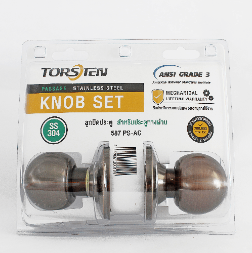 TORSTEN ลูกบิดทางผ่าน สเตนเลส-304 รุ่น 587 PS-AC สีทองแดงรมดำ