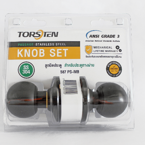 TORSTEN ลูกบิดทางผ่าน สเตนเลส-304 รุ่น 587 PS-MB สีดำ