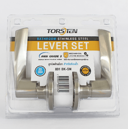 TORSTEN มือจับก้านโยกห้องน้ำ สเตนเลส-304 รุ่น 801 BK-SN สีซาตินนิเกิล