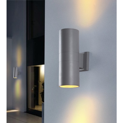 EILON โคมไฟติดผนังโมเดิร์น ทรงกระบอกกลม 2*E27 สูง 300mm IP65 รุ่น MVW002G สีเทา