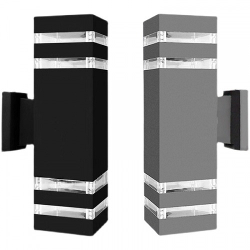 EILON โคมไฟติดผนังโมเดิร์น ทรงกระบอกสี่เหลี่ยม 2*E27 สูง 300mm IP65 รุ่น MVW003G สีเทา