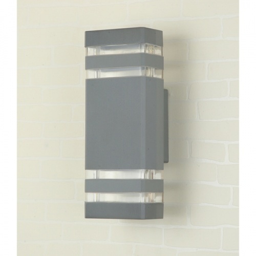 EILON โคมไฟติดผนังโมเดิร์น ทรงกระบอกสี่เหลี่ยม 2*E27 สูง 300mm IP65 รุ่น MVW003G สีเทา