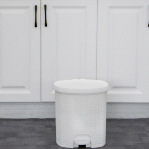 ICLEAN ถังขยะเหยียบทรงกลมลายสาน 13 ลิตร ขนาด 29.5x28.5x32.2ซม. รุ่น TG51840 สีขาว