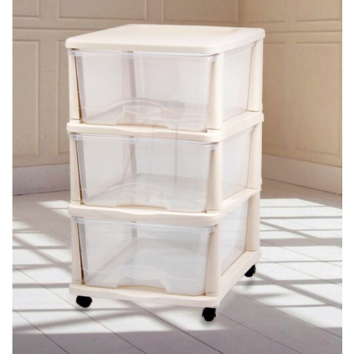 SAKU ตู้ลิ้นชัก 3 ชั้น มีล้อ ขนาด 44x33.5x59ซม. รุ่น TG54670 สีเบจ