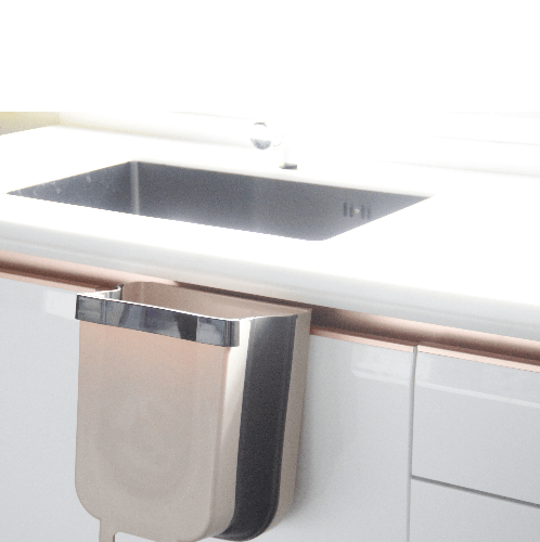 ICLEAN ถังขยะแขวนพับเก็บได้ 9 ลิตร รุ่น 5068-BR สีน้ำตาล