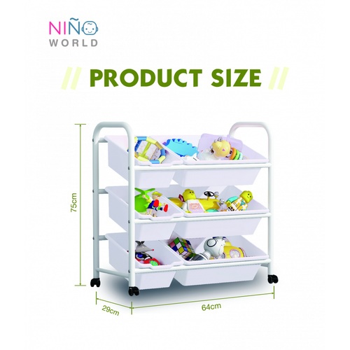 NINO WORLD ชั้นใส่ของเล่นเด็ก รุ่น SW002 W29xL64xH75 cm. สีขาว