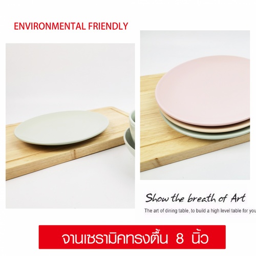 ADAMAS จานเซรามิคทรงตื้น 8 นิ้ว OLAF-G