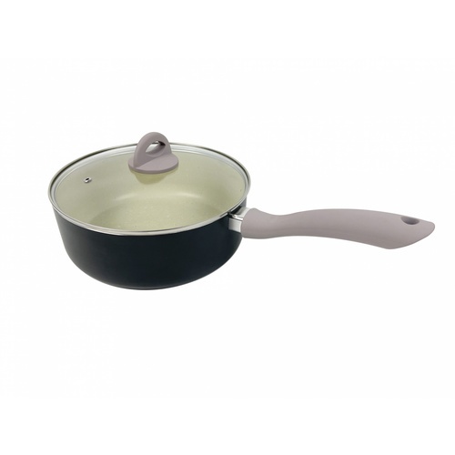 KOCH KITCHEN หม้อด้ามอะลูมิเนียมพร้อมฝา Non-Stick 24ซม. SPEEDY สีเบจ 