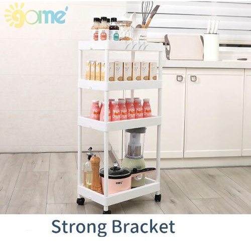 GOME ชั้นวางของทรงแคบ 4 ชั้น มีล้อเลื่อน รุ่น J-2500044 ขนาด 25x40x90 ซม. สีขาว