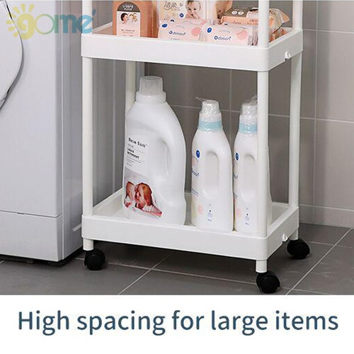 GOME ชั้นวางของทรงแคบ 4 ชั้น มีล้อเลื่อน รุ่น J-2500044 ขนาด 25x40x90 ซม. สีขาว