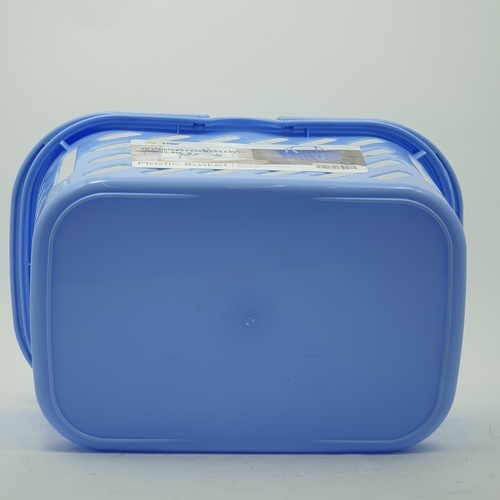 ตะกร้าพลาสติกทรงสี่เหลี่ยมมีหูหิ้ว ZS9969-BU สีฟ้า ขนาด 21.5x31.5x14.5 ซม.