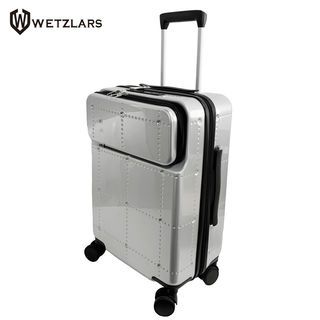 WETZLARS กระเป๋าเดินทาง ขนาด 20 นิ้ว พร้อมช่องใส่ของด้านหน้า ขนาด 22x34x54 ซม. สีเงิน 