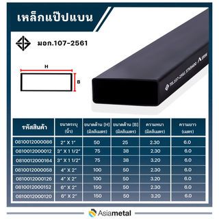 เหล็กแป๊บแบน  4x2 นิ้ว 2.3 มม. (มอก.)