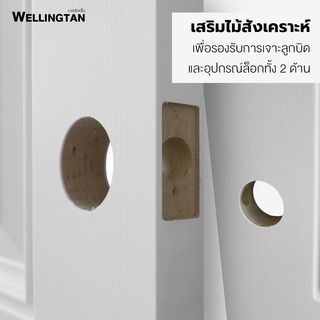 WELLINGTAN ประตูภายนอก UPVC บานทึบ 4ฟัก รุ่น UPVC-WE004 ขนาด 80x200ซม. สีขาว (ไม่เจาะลูกบิด)