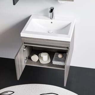 Verno ชุดเคาน์เตอร์อ่างล้างหน้า plywood พร้อมตู้กระจก 60x47x48 cm. บัตเตอร์-วู้ด TG2-545 สีไม้เทา (½)