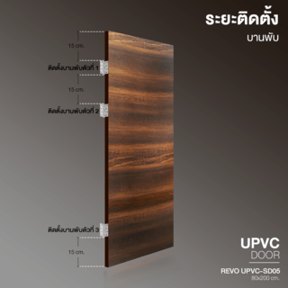WELLINGTAN ประตูยูพีวีซี บานทึบ (เงา) UPVC-SD05 80x200ซม. GOLDEN TEAK