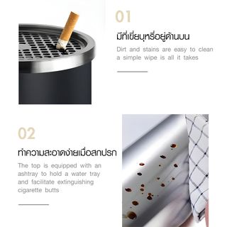 Kleanzy ถังขยะเหล็กเคลือบทรงกลม  พร้อมที่เขี่ยบุหรี่ A-30C  ขนาด 25×25×61ซม  สีดำ