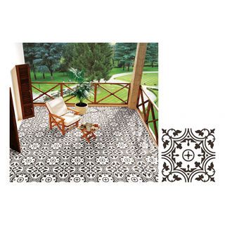 Marbella กระเบื้องเซรามิคปูพื้น 16x16 นิ้ว รุ่น บลูมฟลาวเวอร์ แบล๊ก JMZ40206 Gloss (12P)