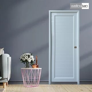 WELLINGTAN ประตู UPVC พร้อมวงกบบานพับ WK-UPL01 70x200ซม. สีขาว (ไม่เจาะลูกบิด)