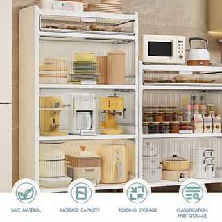 GOME ตู้บานเปิด 4 ชั้น ขาไม้ RMIER 7056-5 ขนาด 58x35x125.5 ซม. สีขาว