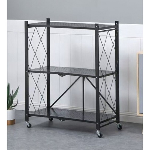 DELICATO ชั้นวางของเหล็กพับได้ 3 ชั้น รุ่น HL003 ขนาด 38×71.5×88ซม. สีดำ 
