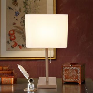 EILON โคมไฟตั้งโต๊ะ ขั้ว E27 มีโซ่ดึงเปิด-ปิด ขนาด 26x26x 51cm รุ่น WP198223 สีขาว