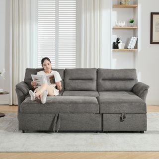 (1/2)PULITO โซฟาผ้า 3 ที่นั่ง รุ่น KONRAD ขนาด 226x140x88.5 ซม. สีเทา