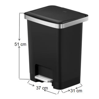 EKO ถังขยะพลาสติกขาเหยียบเหลี่ยม 35 ลิตร รุ่น HANA EK6388-BLK ขนาด 37x31x51ซม. สีดำ