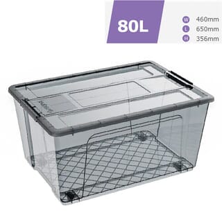 INABOX กล่องเก็บของอเนกประสงค์ 80L มีล้อ รุ่น Eday-N80674BK ขนาด 46x65x35.6 cm. สีใส