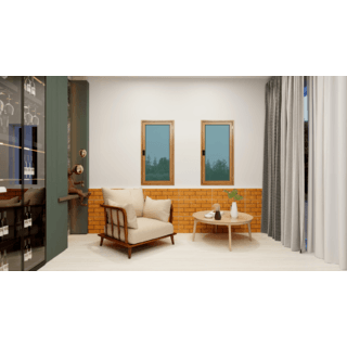 WELLINGTAN หน้าต่างอลูมิเนียมบานเปิด N-ACG0611 60x110CM สีไม้ พร้อมมุ้ง