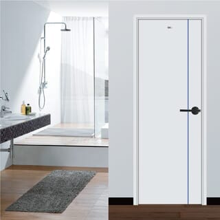 WELLINGTAN ประตู UPVC บานทึบเซาะร่อง รุ่นHTG170200 ขนาด 70x200ซม. สีขาว เจาะรูลูกบิด