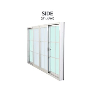 WELLINGTAN หน้าต่างอะลูมิเนียมลายกริด บานเลื่อน FSSF G-WGW1811 180x110ซม. สีขาว พร้อมมุ้ง