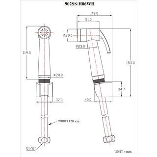 HOP สายฉีดชำระสีขาวพร้อมสาย SSH06WH
