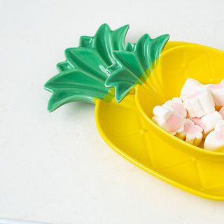 ADAMAS จานเซรามิคสัปปะรดทรงลึก 9.5 นิ้ว skön สีเหลือง