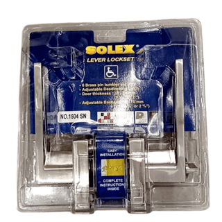 SOLEX มือจับก้านโยกห้องทั่วไป ฝาเหลี่ยม NO.1504 สีสแตนเลส