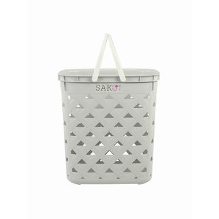 SAKU ตะกร้าลายหนัง รุ่น FT-501/A ขนาด 32.50x39x42 ซม. สีเทา (มีหู)