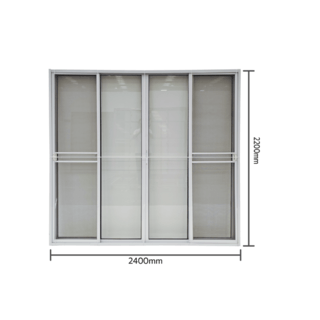 WELLINGTAN (vista) ประตูอะลูมิเนียม บานเลื่อน FSSF P-TLM2422 240x220ซม. สีขาว พร้อมมุ้ง