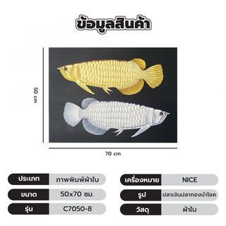 NICE ภาพพิมพ์ผ้าใบ Fengshui C7050-8 ขนาด 50x70ซม. ปลาเงินปลาทองนำโชค 