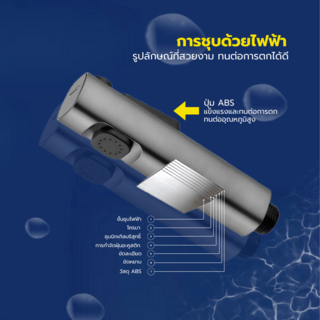 Verno ชุดสายฉีดชำระ แบบ 2 ระบบ รุ่น 6FXQ028-3P ขนาด 3.3x134x2.9 ซม. สีเทากันเมทัล
