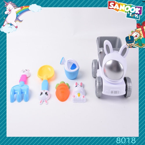 TOYS ของเล่นชุดรถบรรทุกทรายกระต่ายพร้อมอุปกรณ์ 6ชิ้น#8018 ขนาด 26x17x24 ซม.