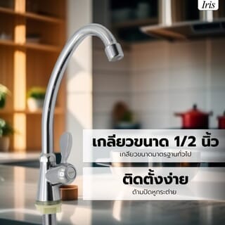 Iris ก๊อกอ่างล้างจานทองเหลือง แบบติดเคาน์เตอร์ ตััว C รุ่น IR-52102