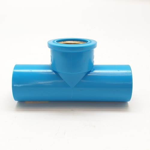 VAVO สามทาง เกลียวใน ทองเหลือง หนา 3/4(20) สีฟ้า