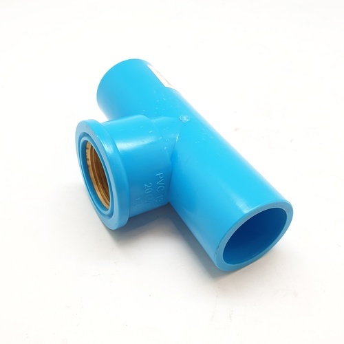 VAVO สามทาง เกลียวใน ทองเหลือง หนา 3/4(20) สีฟ้า