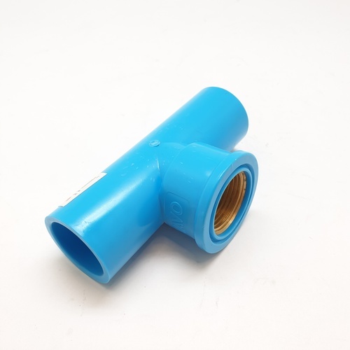 VAVO สามทาง เกลียวใน ทองเหลือง หนา 3/4(20) สีฟ้า