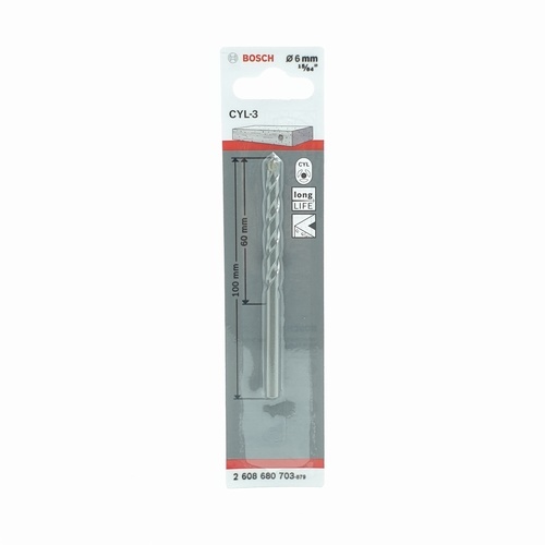 BOSCH ดอกเจาะปูน สีเงิน  CYL-3 : 6 x 60/100 มม.