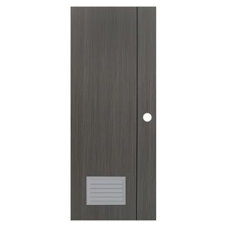 WELLINGTAN ประตู UPVC Profile รุ่น  WT2-GL (สำหรับใช้ห้องน้ำภายใน) เซาะร่องเส้นดำ  เกล็ดล่าง ขนาด 70x200 ซม. สีเกรย์(เจาะลูกบิด)
