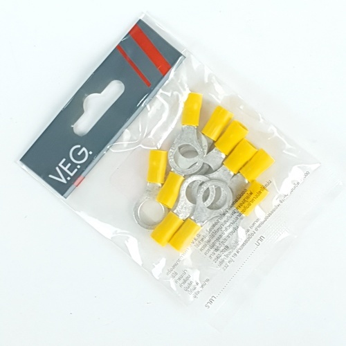 V.E.G. หางปลากลมหุ้ม RF6-10 สีเหลือง ( 10ชิ้น/แพค)