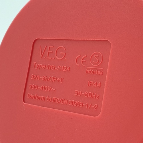 V.E.G พาวเวอร์ปลั๊กตัวเมีย(แบบฝัง) 3P+E 32A IP44 สีแดง รุ่น RG-S124