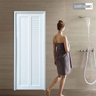WELLINGTAN ประตูUPVC พร้อมวงกบบานพับ WK-UPL04 70x200ซม. สีขาว (ไม่เจาะลูกบิด)